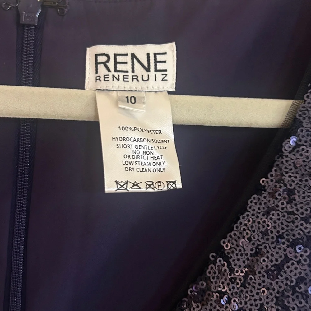 Rene Ruiz Deep blueberry Sequin V-Neck Maxi formal Dress with Flutter Sleeves - Picture 5 of 7